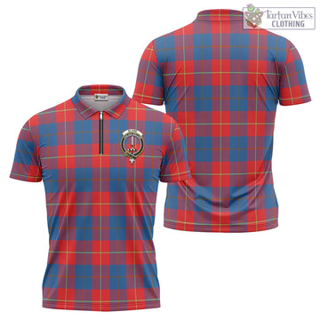 Blane Tartan Zipper Polo Shirt with Family Crest