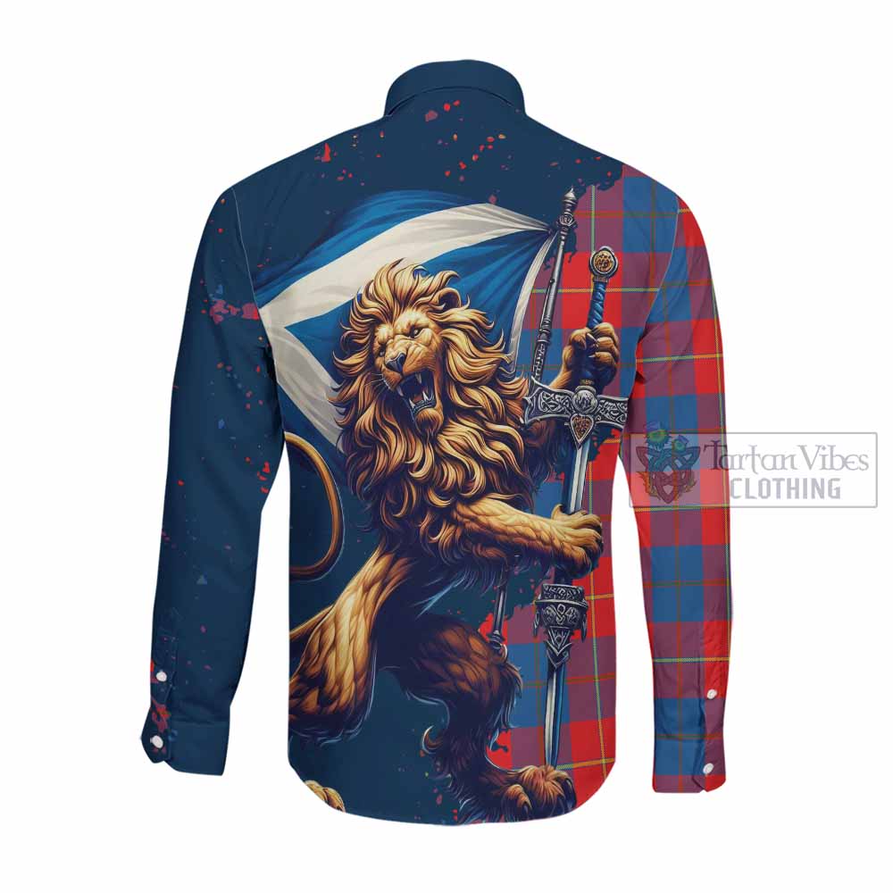 Tartan Vibes Clothing Blane Tartan Family Crest Long Sleeve Button Shirt with Scottish Majestic Lion