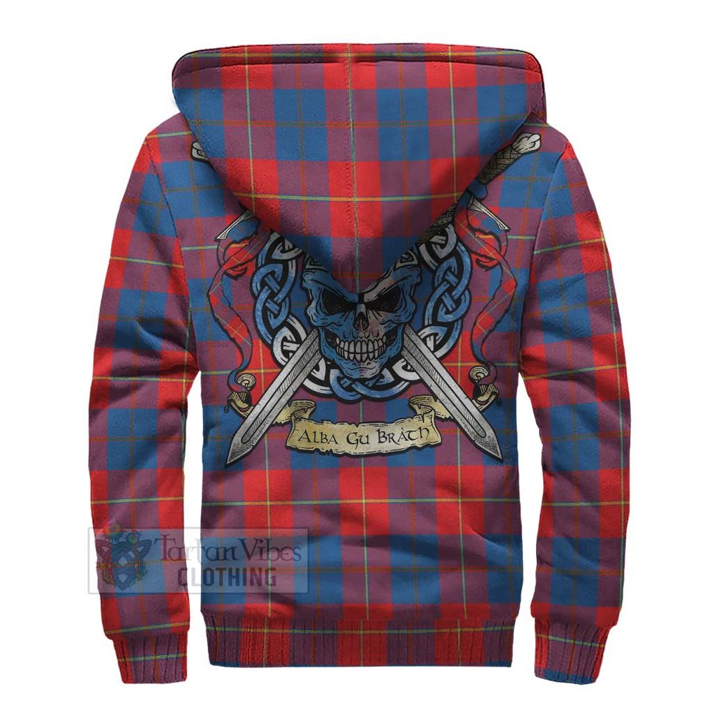 Tartan Vibes Clothing Blane Tartan Sherpa Hoodie with Family Crest Celtic Skull Style