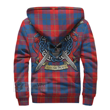 Blane Tartan Sherpa Hoodie with Family Crest Celtic Skull Style