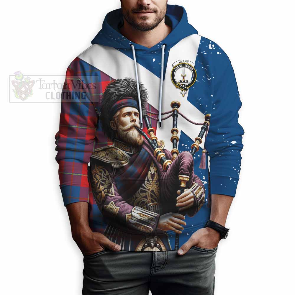 Tartan Vibes Clothing Blane Tartan Hoodie with Family Crest Scottish Bagpiper Vibes