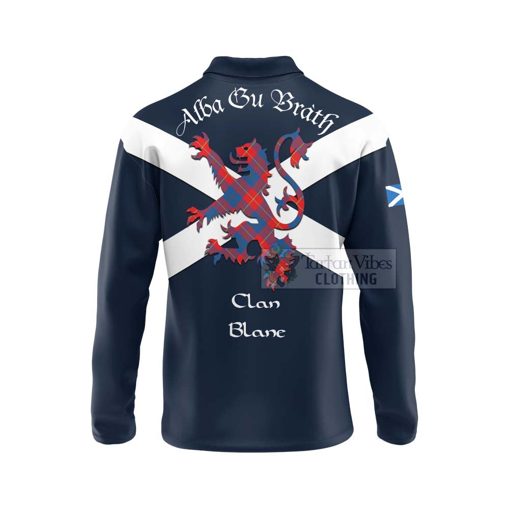 Tartan Vibes Clothing Blane Tartan Lion Rampant Long Sleeve Polo Shirt – Proudly Display Your Heritage with Alba Gu Brath and Clan Name