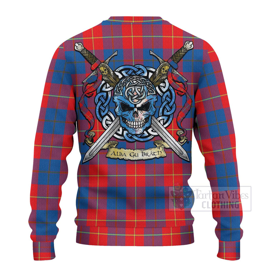 Tartan Vibes Clothing Blane Tartan Knitted Sweater with Family Crest Celtic Skull Style