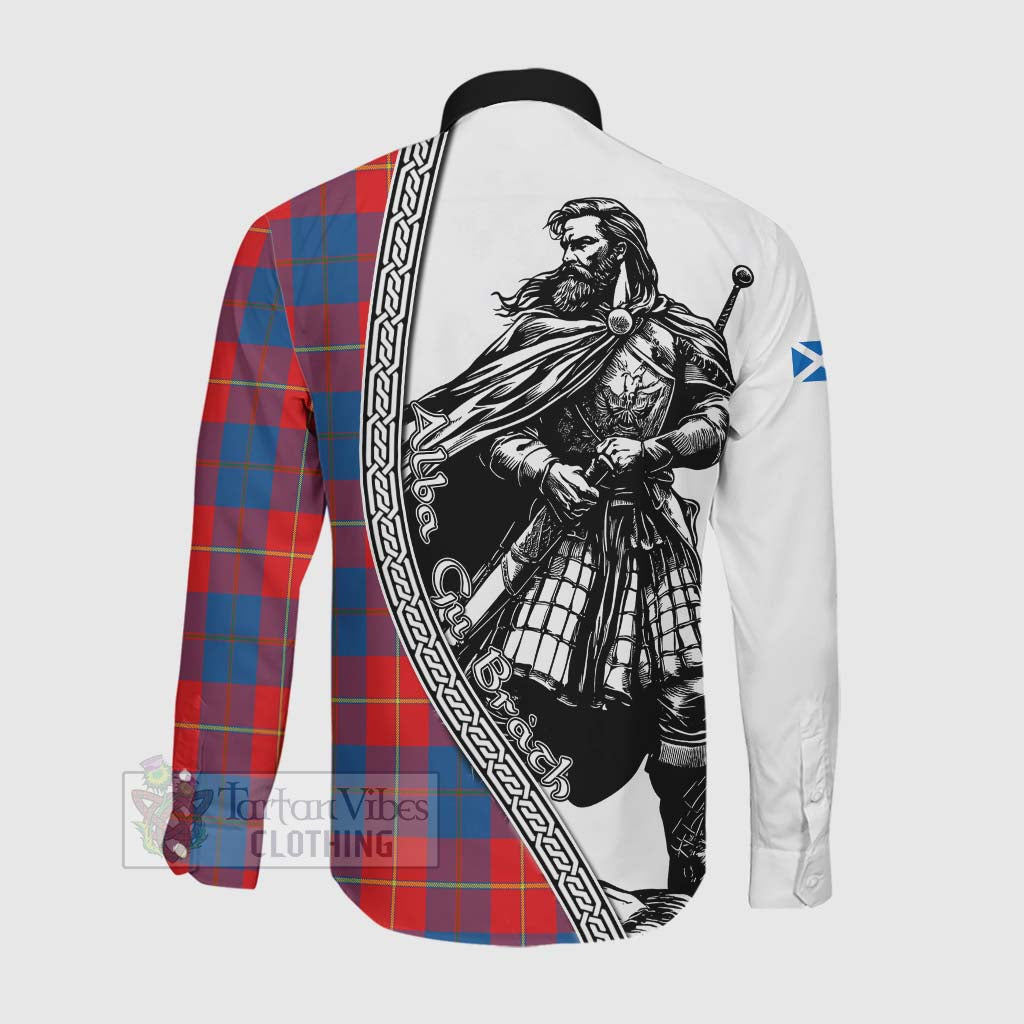 Tartan Vibes Clothing Blane Tartan Clan Crest Long Sleeve Button Shirt with Highlander Warrior Celtic Style