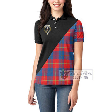 Blane Tartan Women's Polo Shirt with Family Crest and Military Logo Style