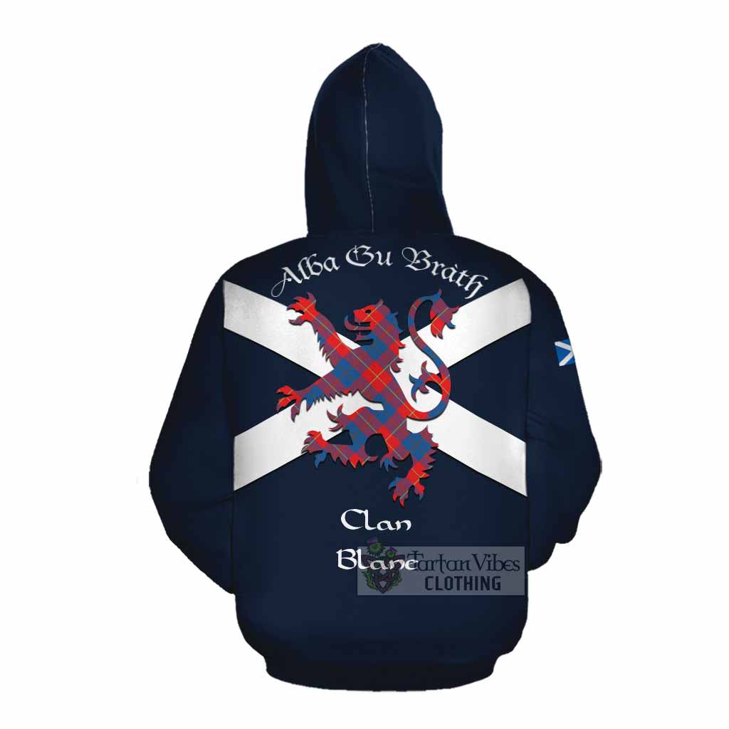 Tartan Vibes Clothing Blane Tartan Lion Rampant Cotton Hoodie Proudly Display Your Heritage with Alba Gu Brath and Clan Name