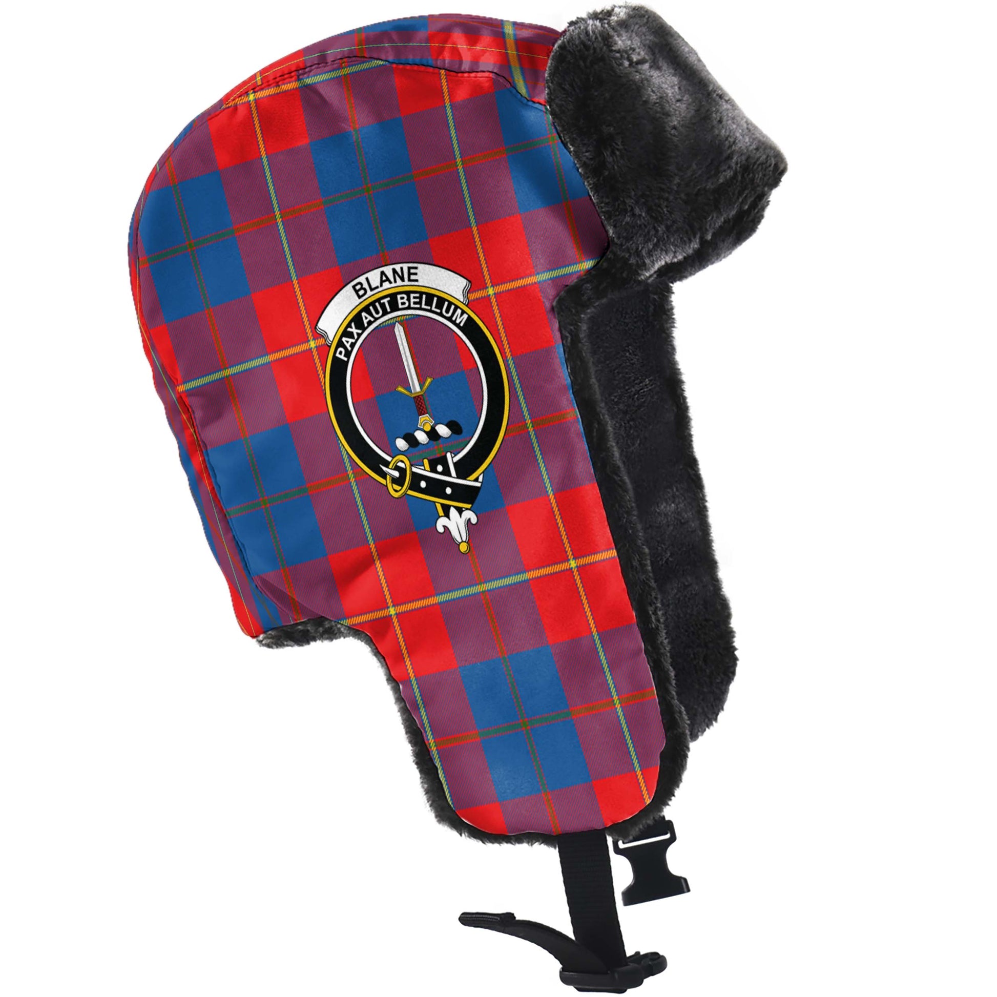 Blane Tartan Winter Trapper Hat with Family Crest - Tartanvibesclothing