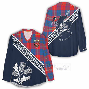Blane Tartan Women's Casual Shirt Featuring Thistle and Scotland Map - Tartan Vibes Clothing