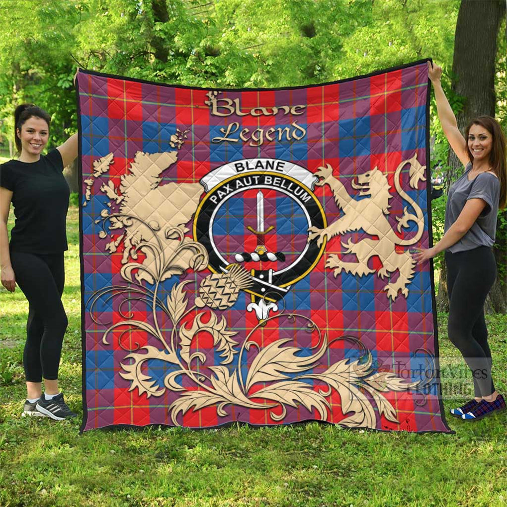 Tartan Vibes Clothing Blane Tartan Quilt with Family Crest and Scottish Symbol Style