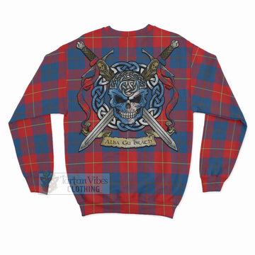 Blane Tartan Sweatshirt with Family Crest Celtic Skull Style