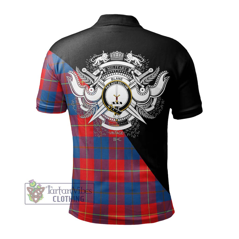 Blane Tartan Polo Shirt with Family Crest and Military Logo Style - Tartanvibesclothing Shop