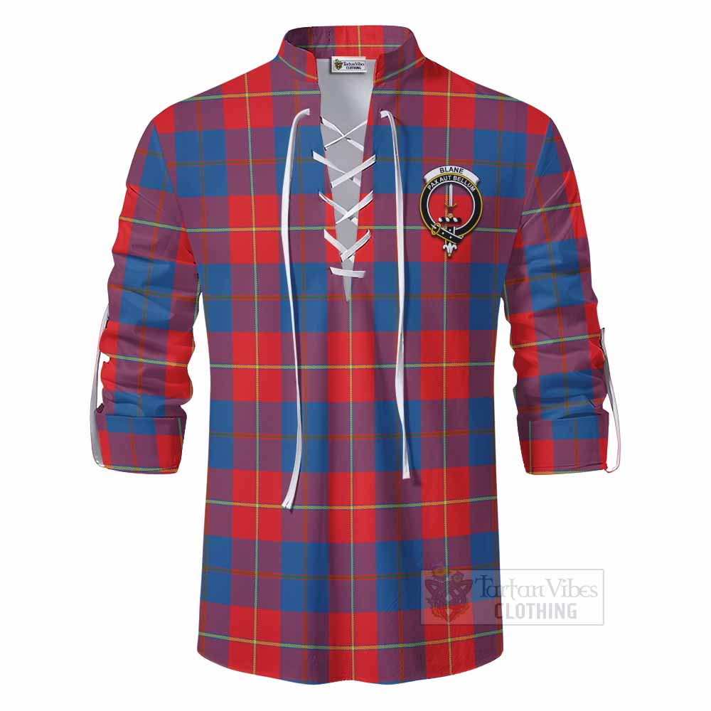 Tartan Vibes Clothing Blane Tartan Ghillie Kilt Shirt with Family Crest DNA In Me Style