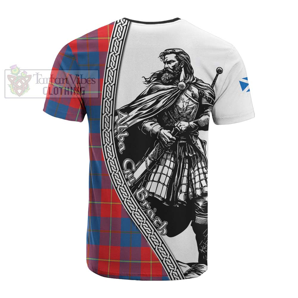 Blane Tartan Clan Crest Cotton T-shirt with Highlander Warrior Celtic Style