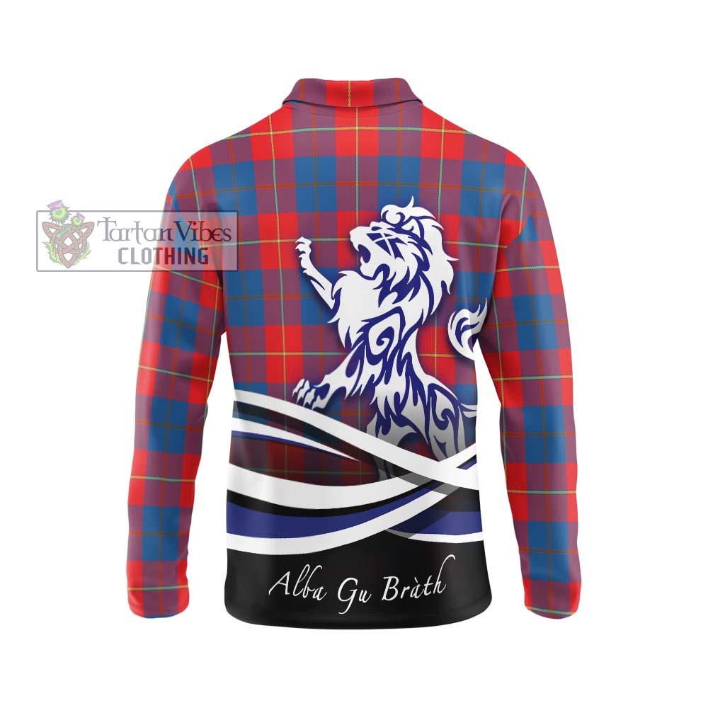 Blane Tartan Long Sleeve Polo Shirt with Alba Gu Brath Regal Lion Emblem - Tartanvibesclothing Shop