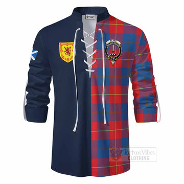 Blane Tartan Ghillie Kilt Shirt Alba with Scottish Lion Royal Arm Half Style - Tartan Vibes Clothing