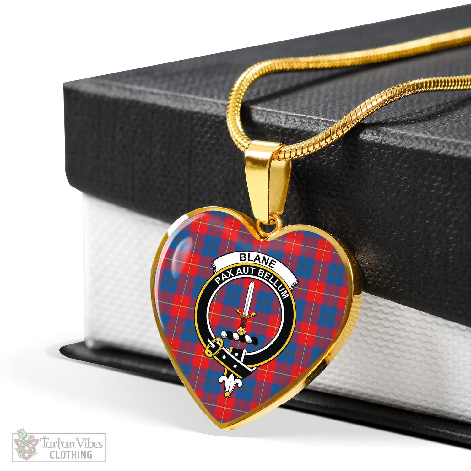 Tartan Vibes Clothing Blane Tartan Heart Necklace with Family Crest