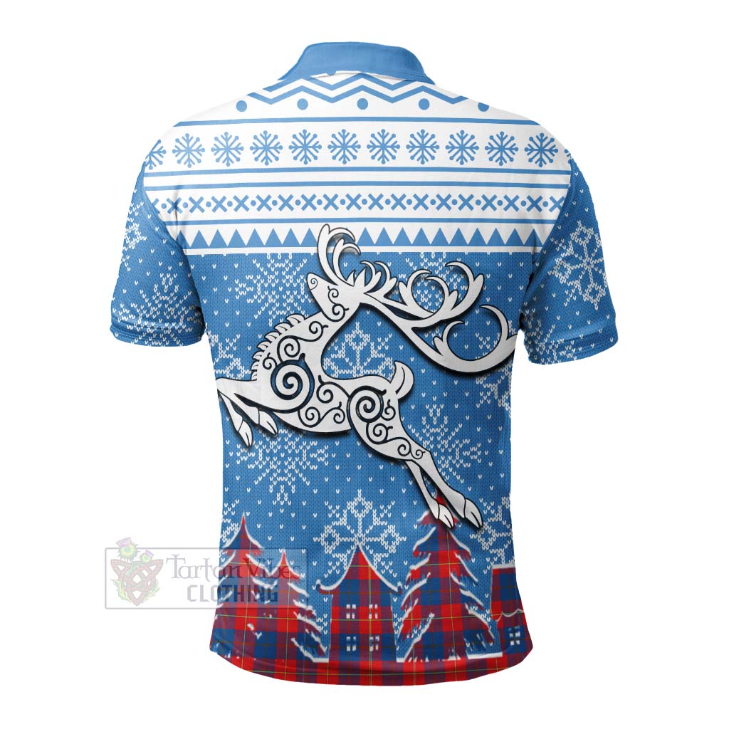 Blane Clan Christmas Polo Shirt Celtic Reindeer Style - Tartan Vibes Clothing