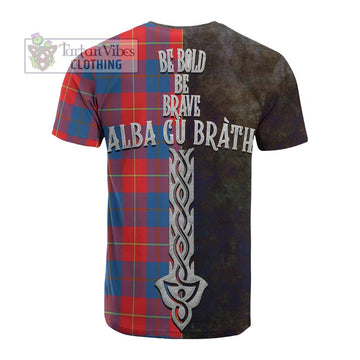 Blane Tartan Family Crest Cotton T-shirt Alba Gu Brath Be Brave Lion Ancient Style - Tartan Vibes Clothing