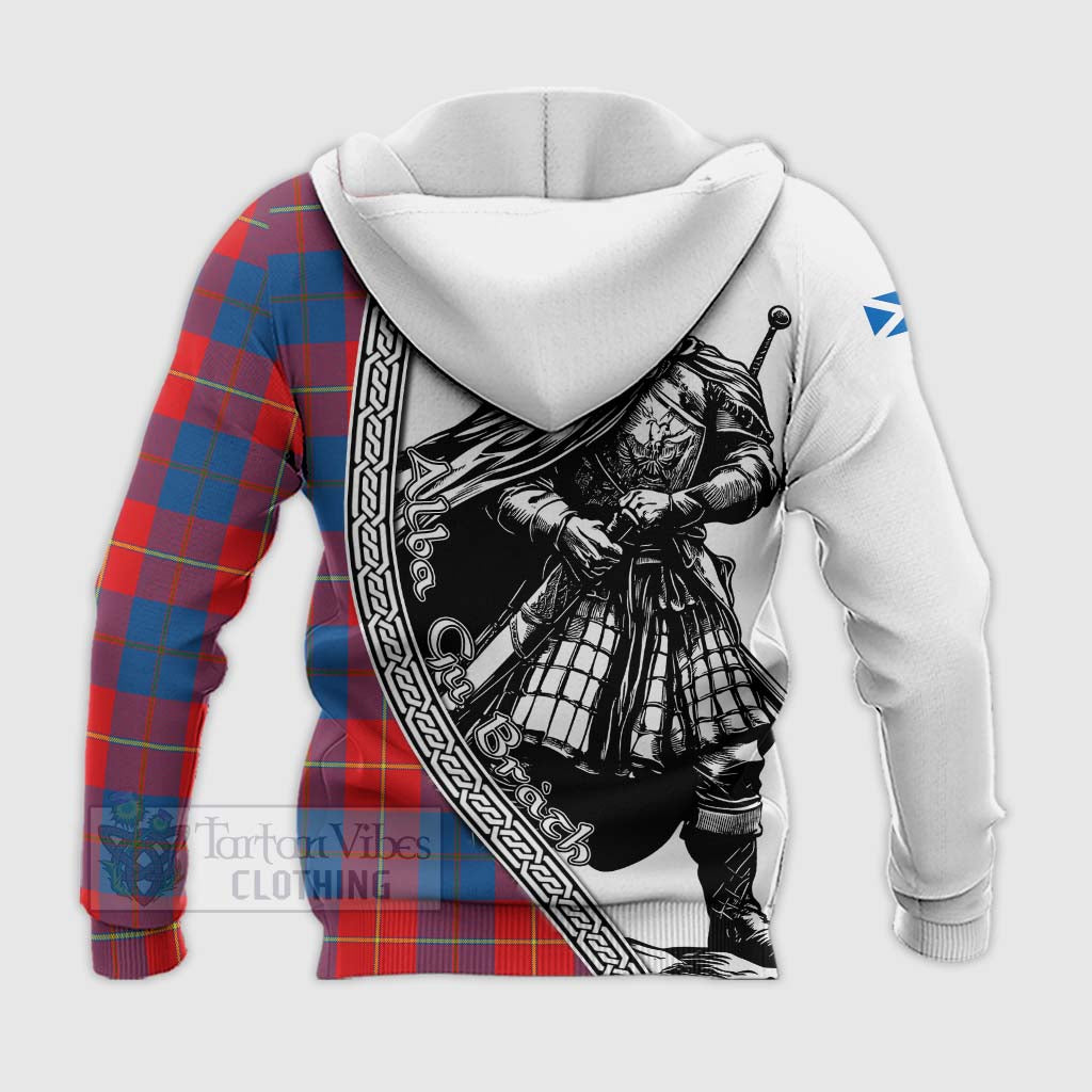 Tartan Vibes Clothing Blane Tartan Clan Crest Knitted Hoodie with Highlander Warrior Celtic Style