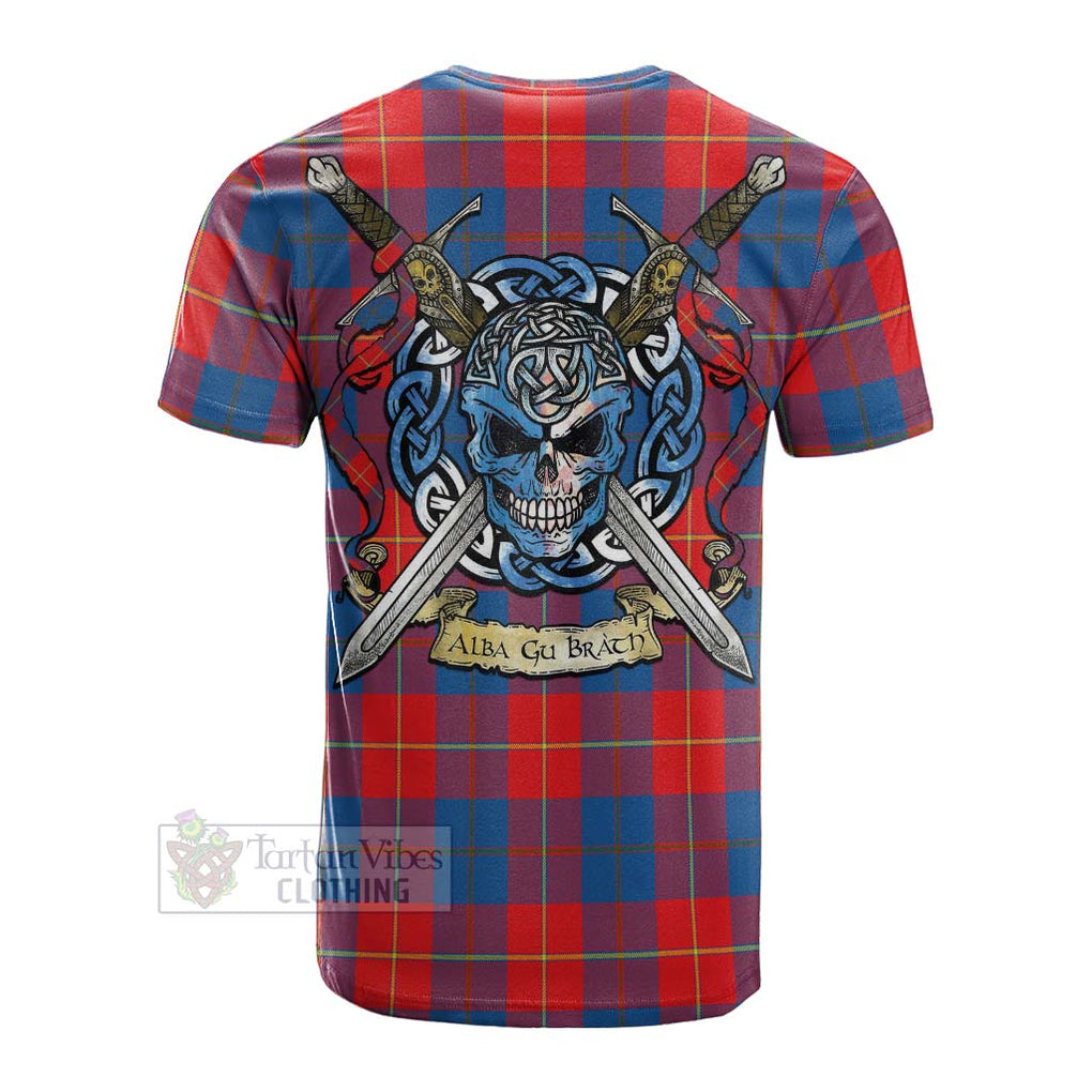 Tartan Vibes Clothing Blane Tartan Cotton T-shirt with Family Crest Celtic Skull Style