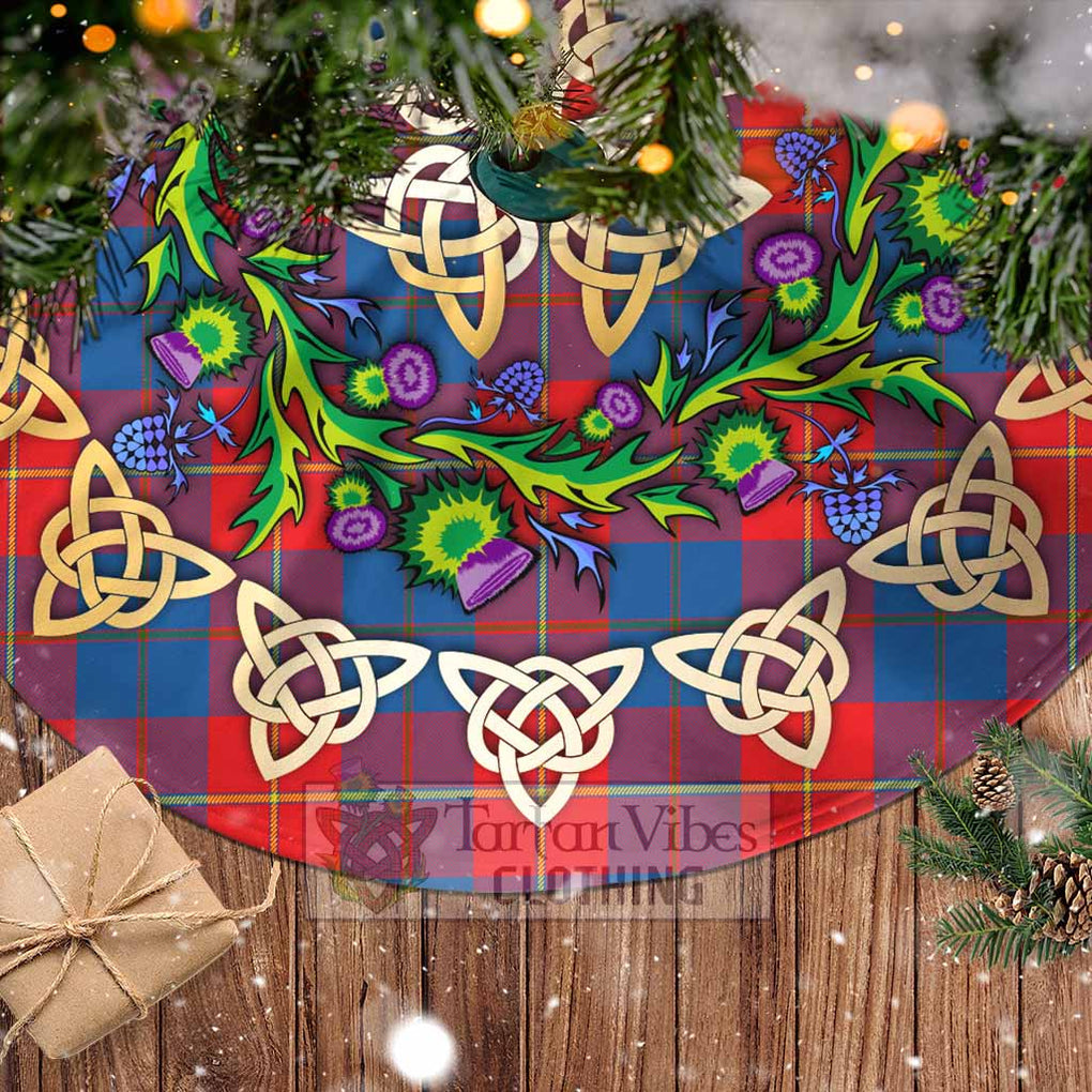 Tartan Vibes Clothing Blane Tartan Christmas Tree Skirt with Thistle Celtic Knot Style