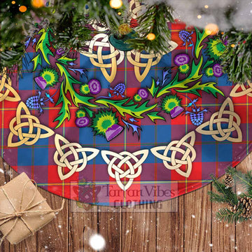 Blane Tartan Christmas Tree Skirt with Thistle Celtic Knot Style