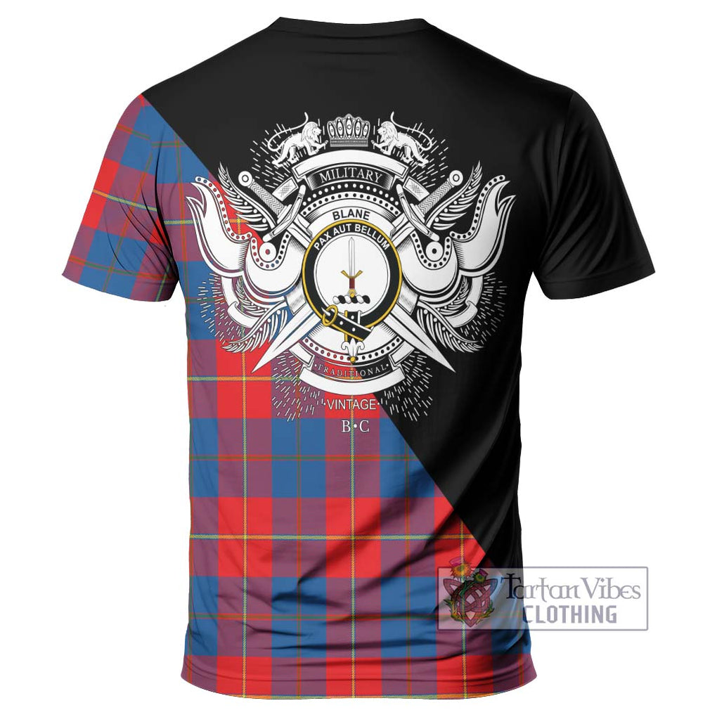 Blane Tartan T-Shirt with Family Crest and Military Logo Style - Tartanvibesclothing Shop