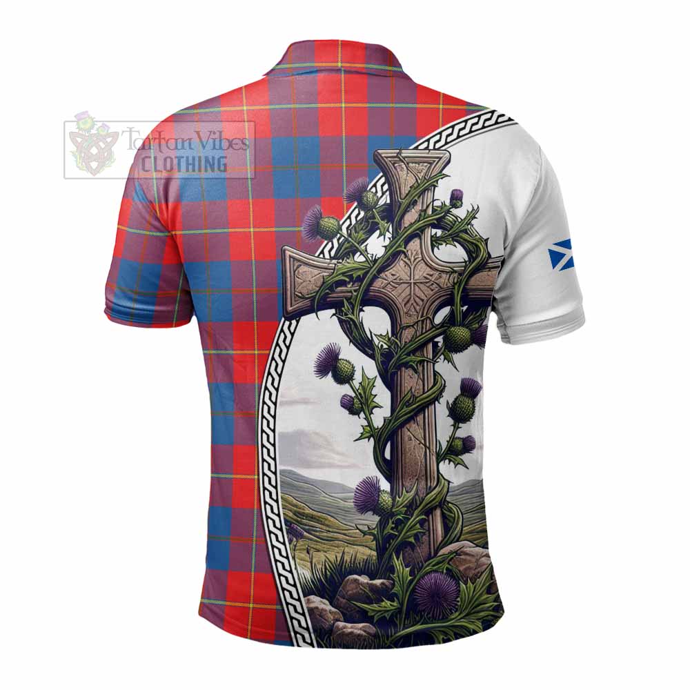 Tartan Vibes Clothing Blane Tartan Polo Shirt with Family Crest and St. Andrew's Cross Accented by Thistle Vines