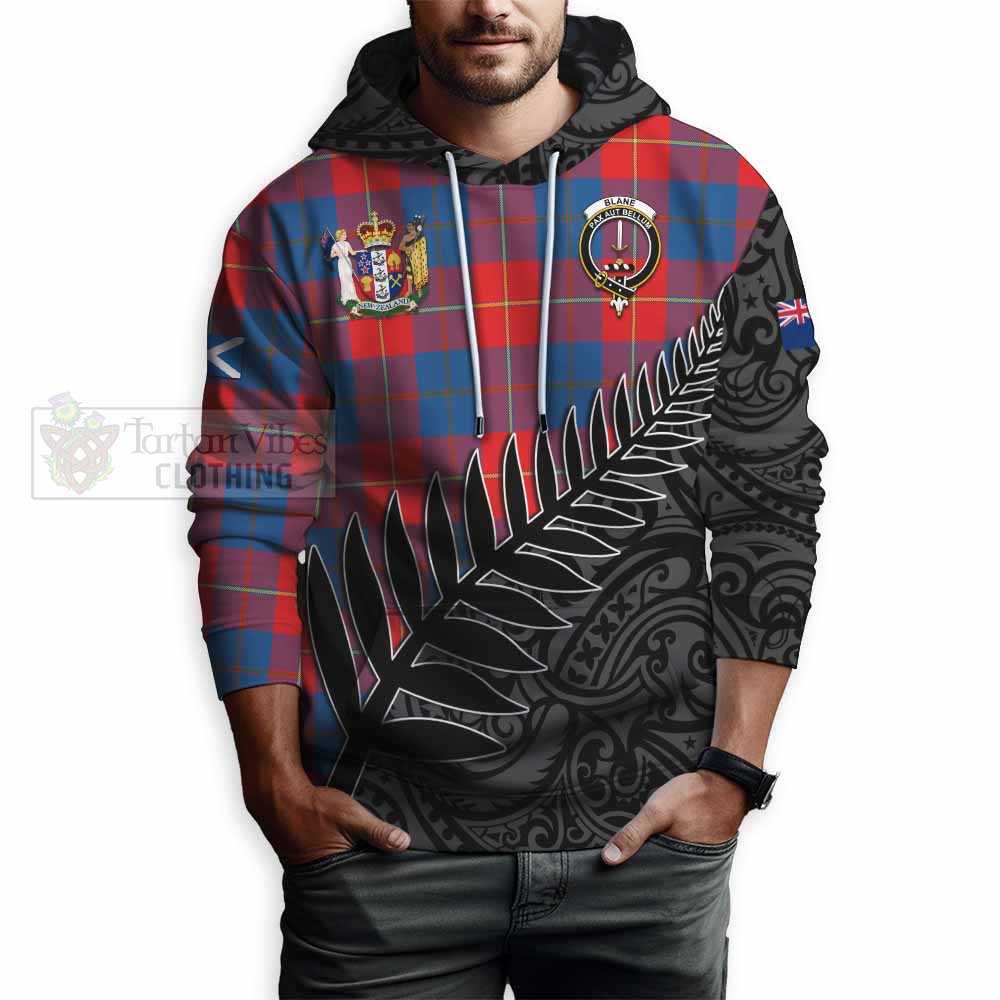 Tartan Vibes Clothing Blane Crest Tartan Hoodie with New Zealand Silver Fern Half Style