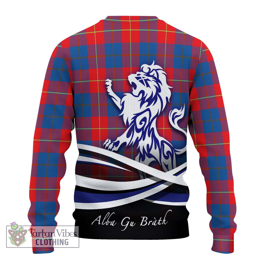 Blane Tartan Knitted Sweater with Alba Gu Brath Regal Lion Emblem - Tartanvibesclothing Shop