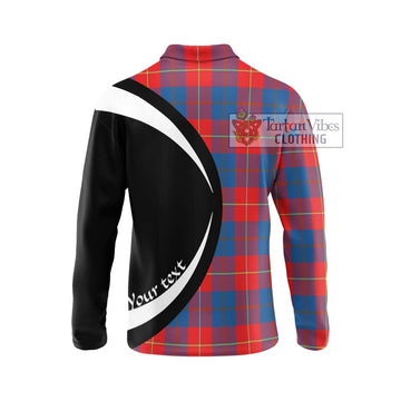 Blane Tartan Long Sleeve Polo Shirt with Family Crest Circle Style