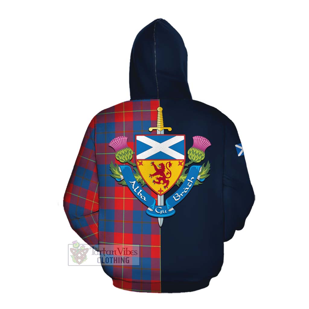 Tartan Vibes Clothing Blane Tartan Cotton Hoodie Alba with Scottish Lion Royal Arm Half Style