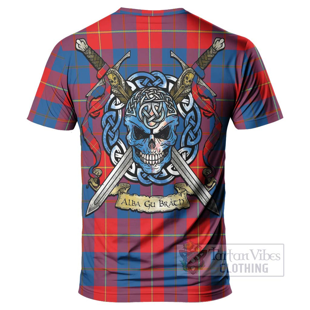 Tartan Vibes Clothing Blane Tartan T-Shirt with Family Crest Celtic Skull Style