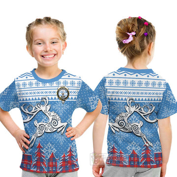 Blane Clan Christmas Kid T-Shirt Celtic Reindeer Style