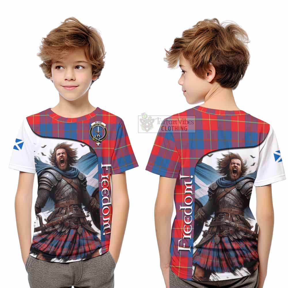 Tartan Vibes Clothing Blane Crest Tartan Kid T-Shirt Inspired by the Freedom of Scottish Warrior