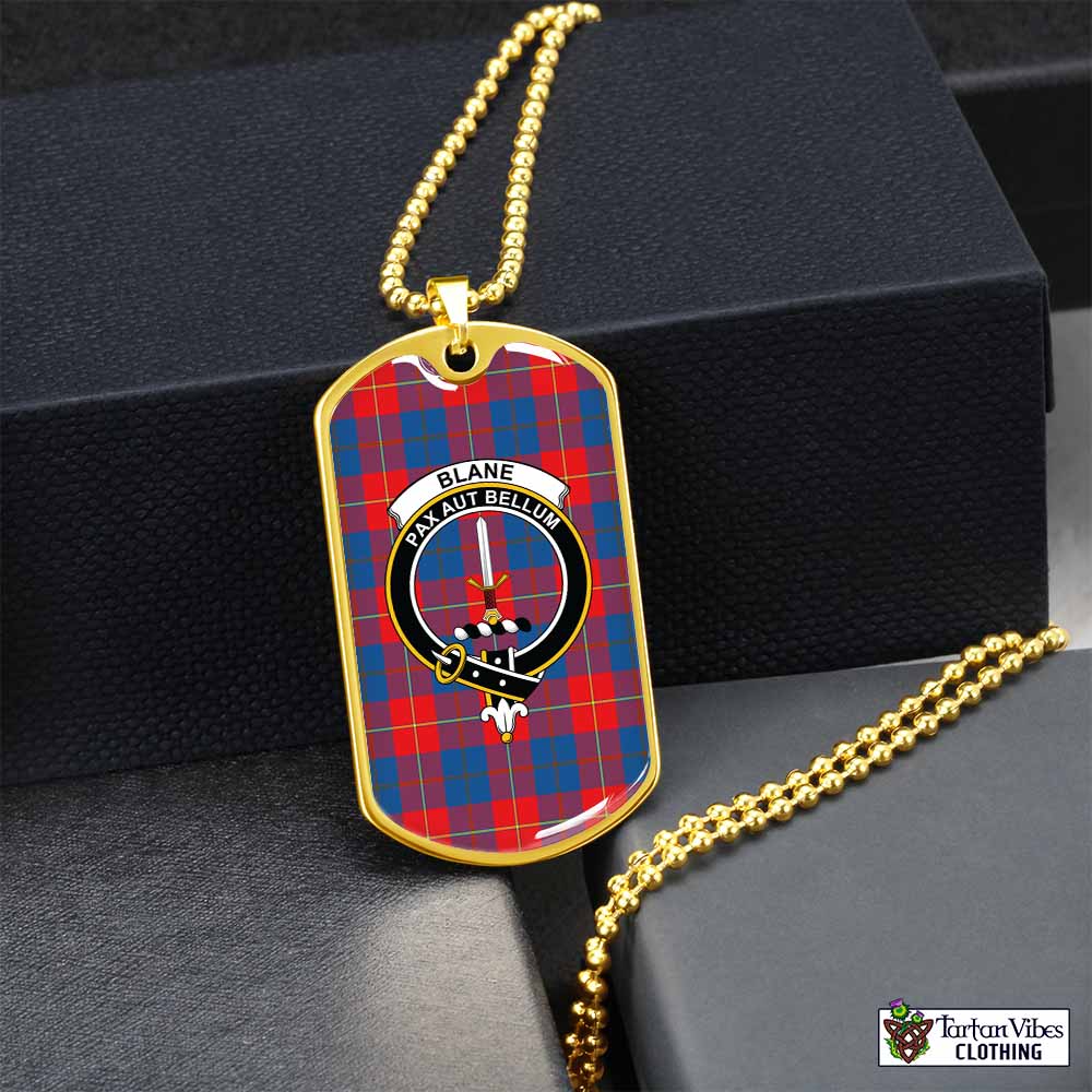 Tartan Vibes Clothing Blane Tartan Dog Tag Necklace with Family Crest