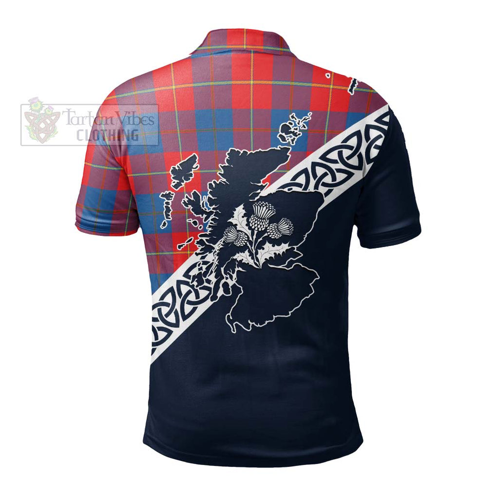 Blane Tartan Polo Shirt Featuring Thistle and Scotland Map