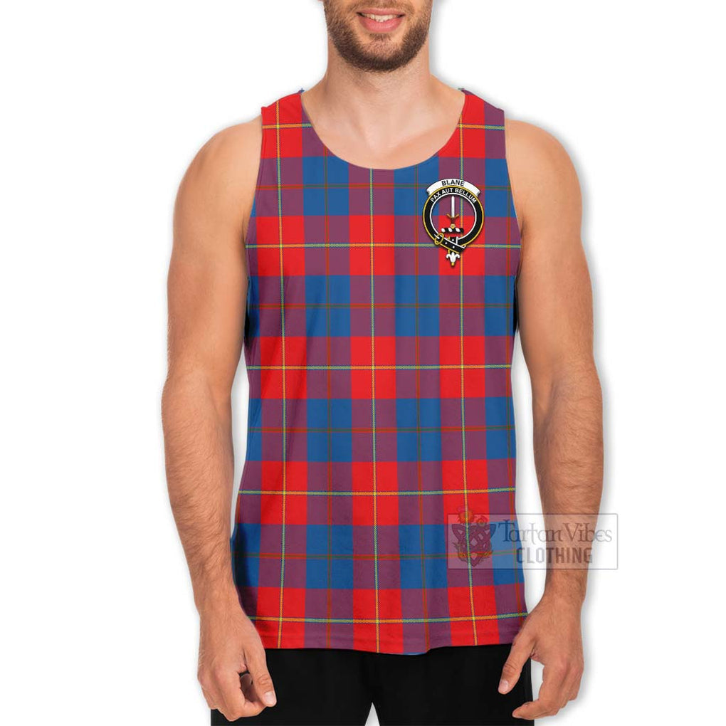 Tartan Vibes Clothing Blane Tartan Men's Tank Top with Family Crest Celtic Skull Style