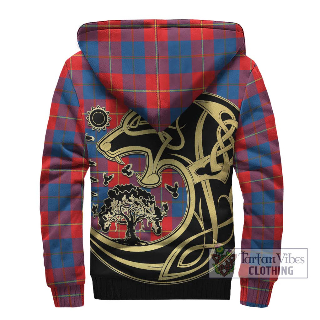 Blane Tartan Sherpa Hoodie with Family Crest Celtic Wolf Style - Tartan Vibes Clothing