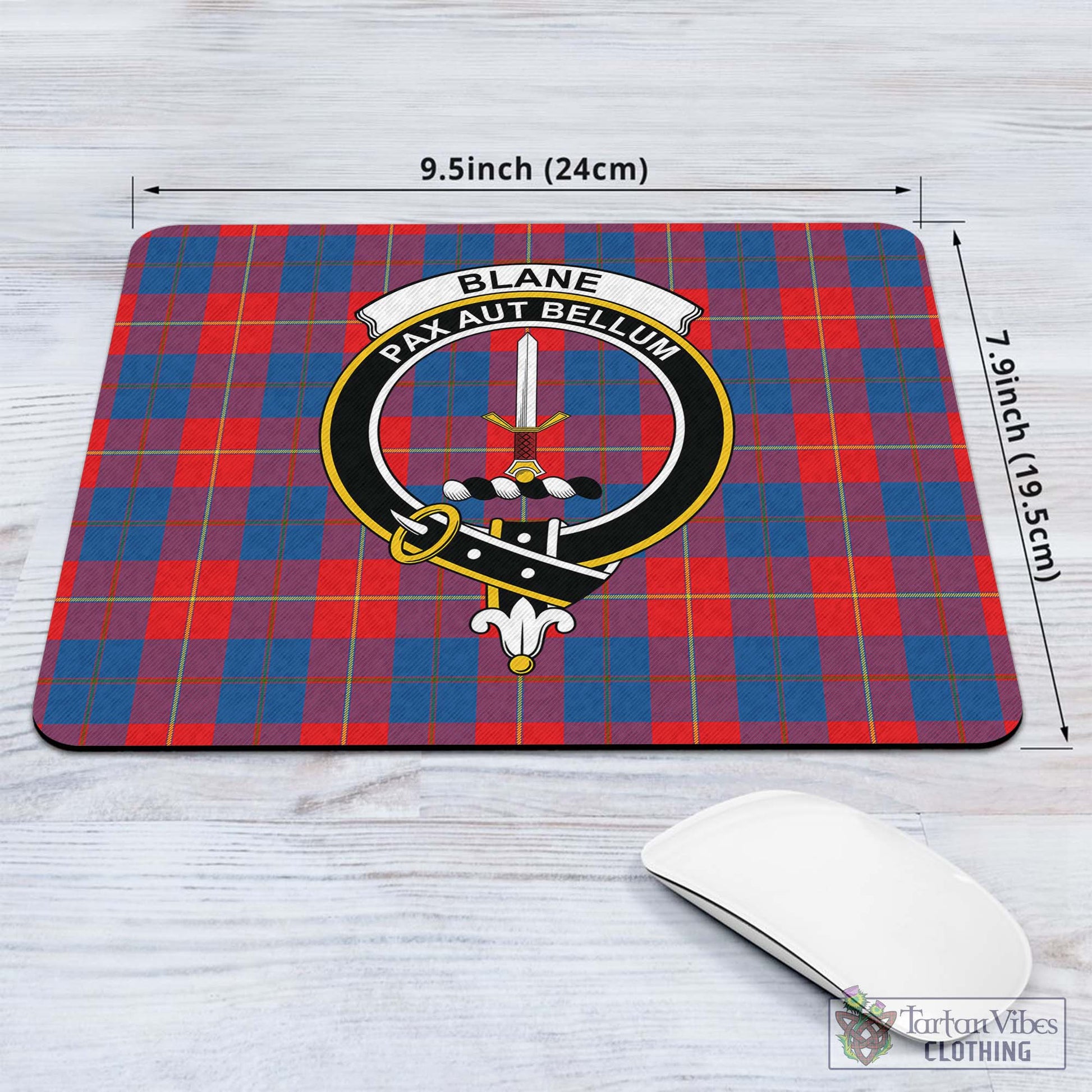 Tartan Vibes Clothing Blane Tartan Mouse Pad with Family Crest