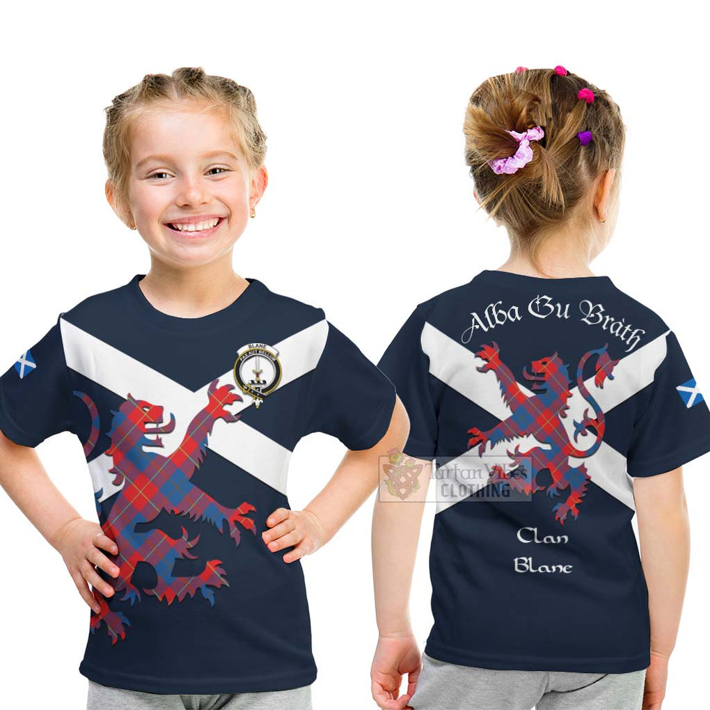 Tartan Vibes Clothing Blane Tartan Lion Rampant Kid T-Shirt – Proudly Display Your Heritage with Alba Gu Brath and Clan Name