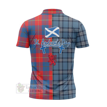 Blane Tartan Zipper Polo Shirt Happy St. Andrew's Day Half Tartan Style - Tartan Vibes Clothing