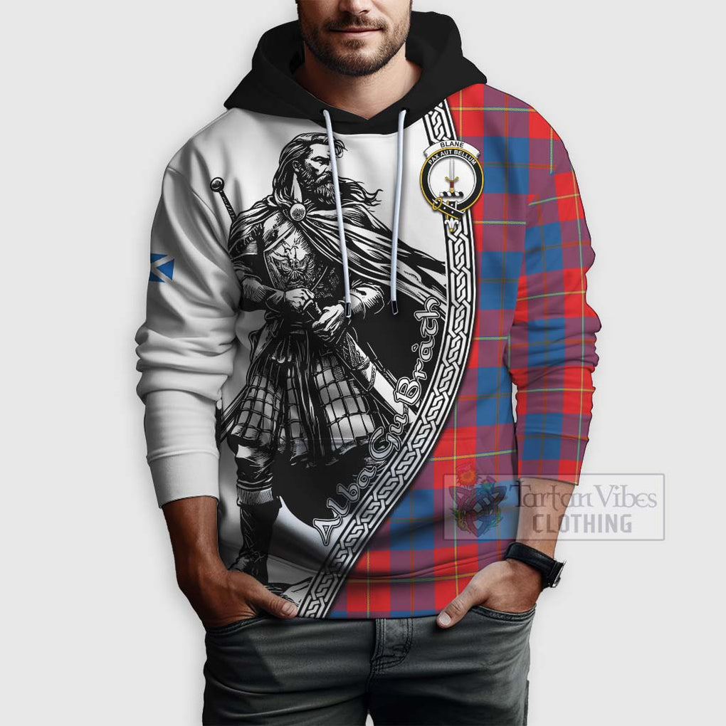 Tartan Vibes Clothing Blane Tartan Clan Crest Hoodie with Highlander Warrior Celtic Style