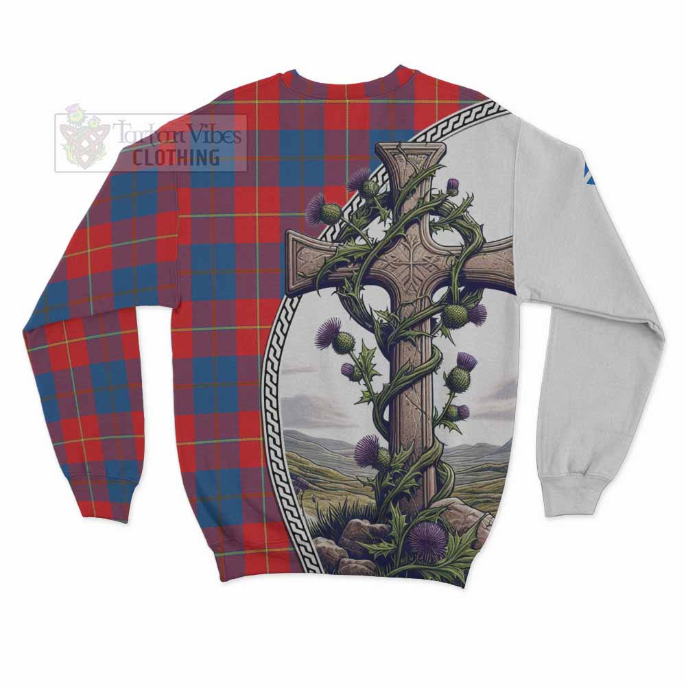 Tartan Vibes Clothing Blane Tartan Sweatshirt with Family Crest and St. Andrew's Cross Accented by Thistle Vines