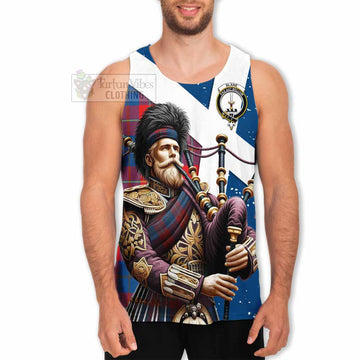 Blane Tartan Men's Tank Top with Family Crest Scottish Bagpiper Vibes