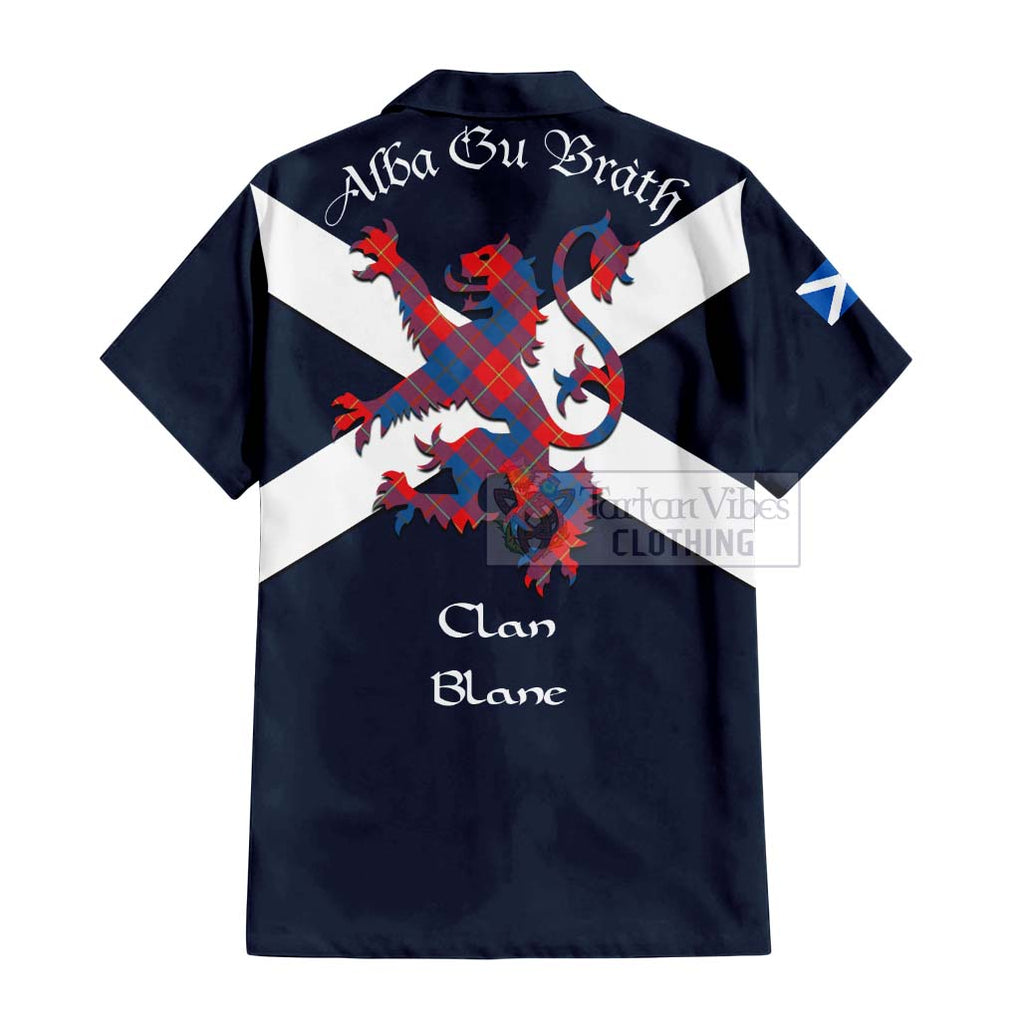 Tartan Vibes Clothing Blane Tartan Lion Rampant Short Sleeve Button Shirt – Proudly Display Your Heritage with Alba Gu Brath and Clan Name