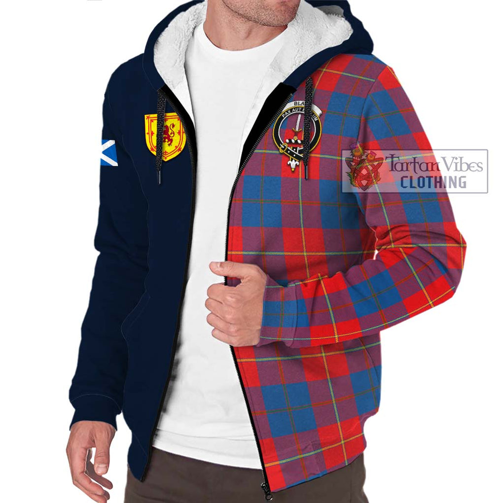 Tartan Vibes Clothing Blane Tartan Sherpa Hoodie with Scottish Lion Royal Arm Half Style