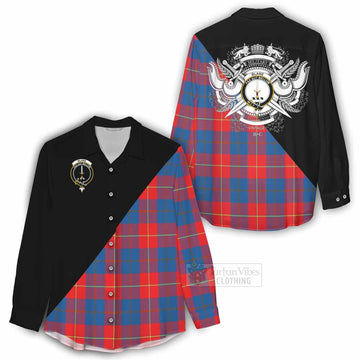 Blane Tartan Women's Casual Shirt with Family Crest and Military Logo Style