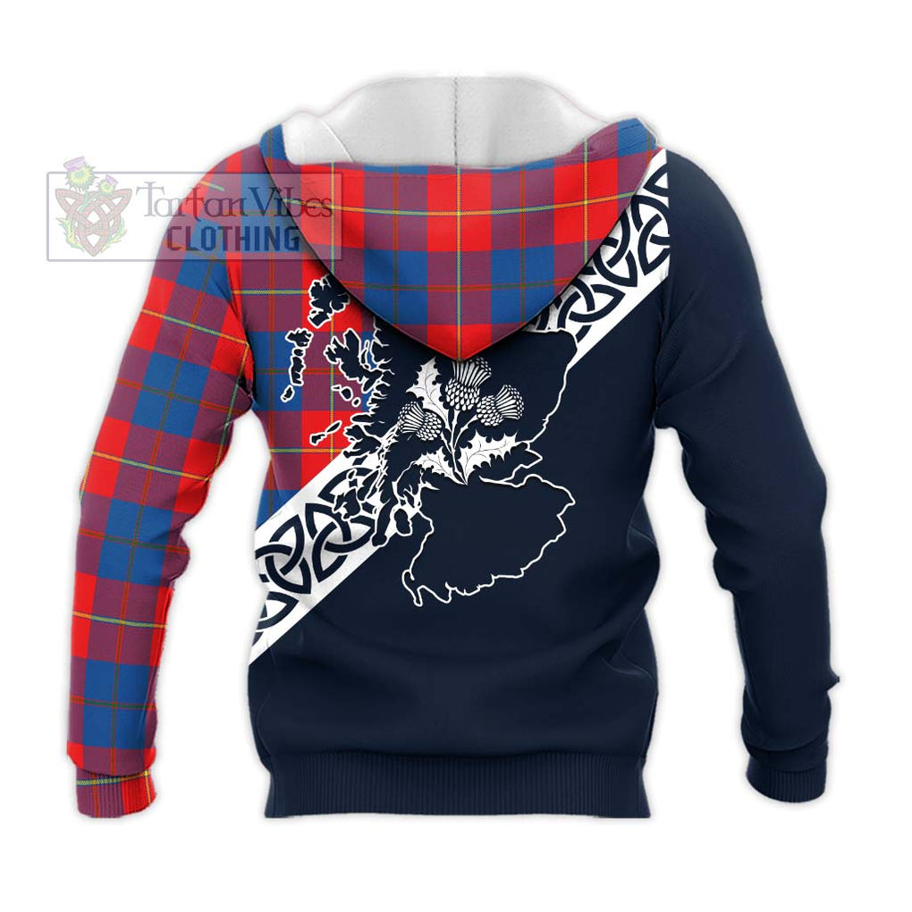 Tartan Vibes Clothing Blane Tartan Knitted Hoodie Featuring Thistle and Scotland Map