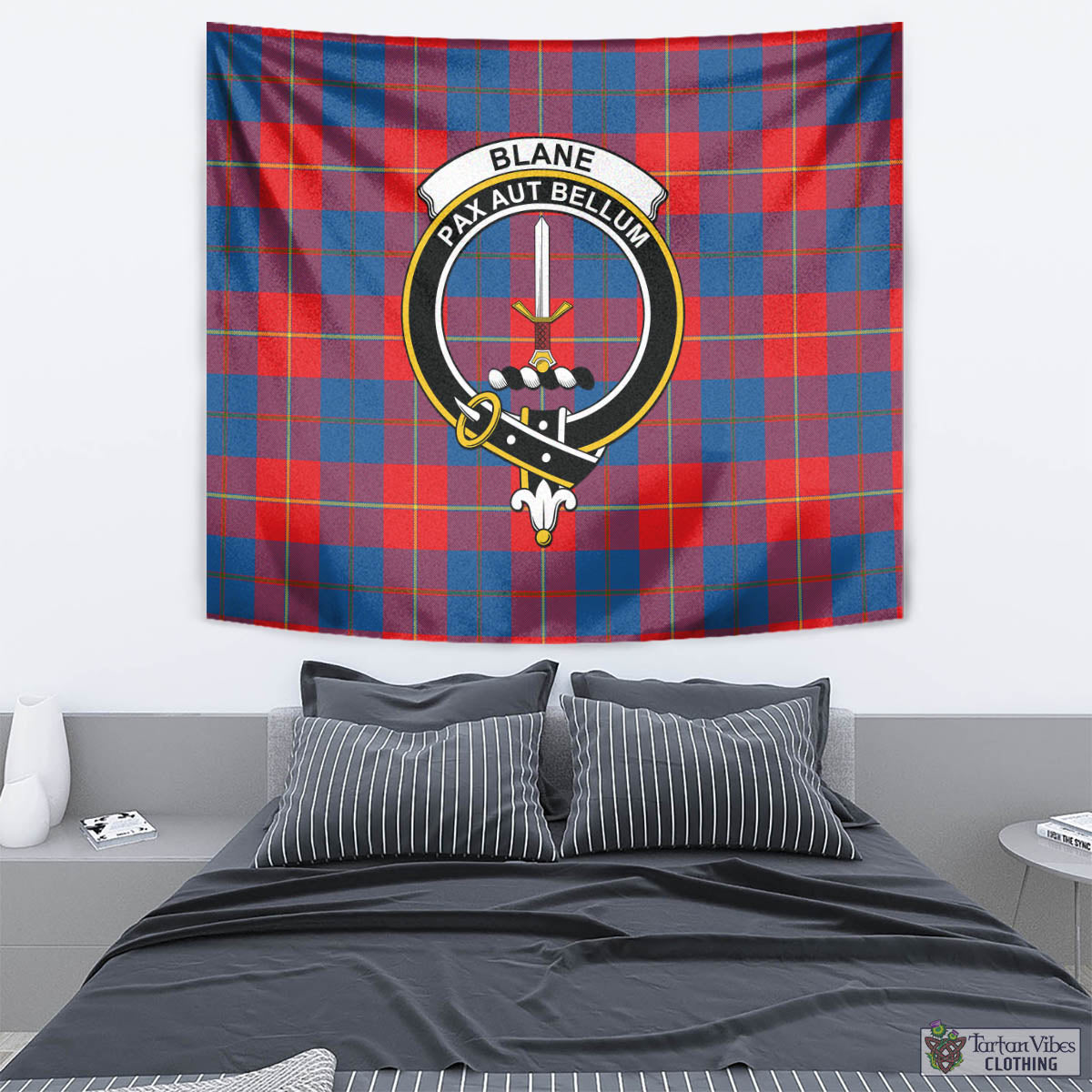 Tartan Vibes Clothing Blane Tartan Tapestry Wall Hanging and Home Decor for Room with Family Crest